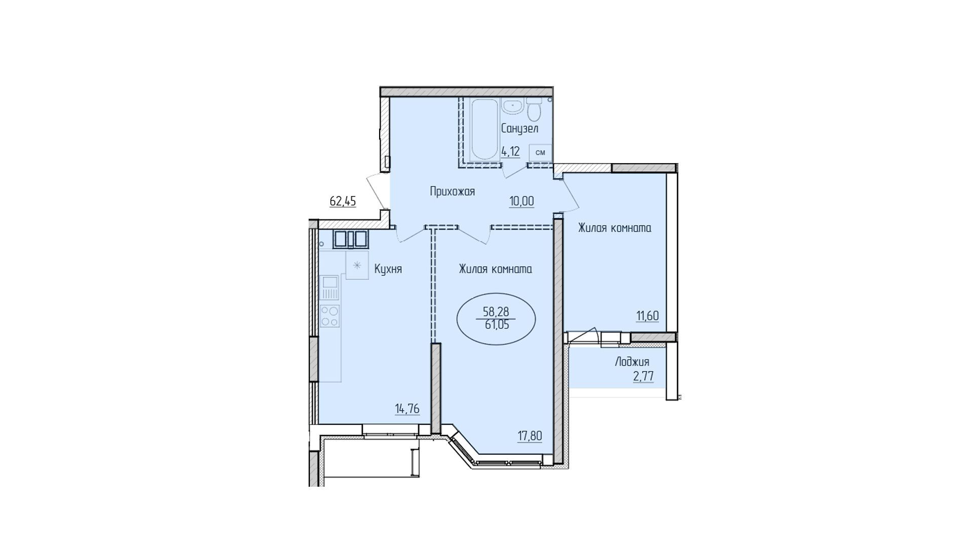 Продажа 2-к.квартира, 62 м², 22/25 эт. - квартиры - вторичное жильё (объект  976) | АН Академия Жилья